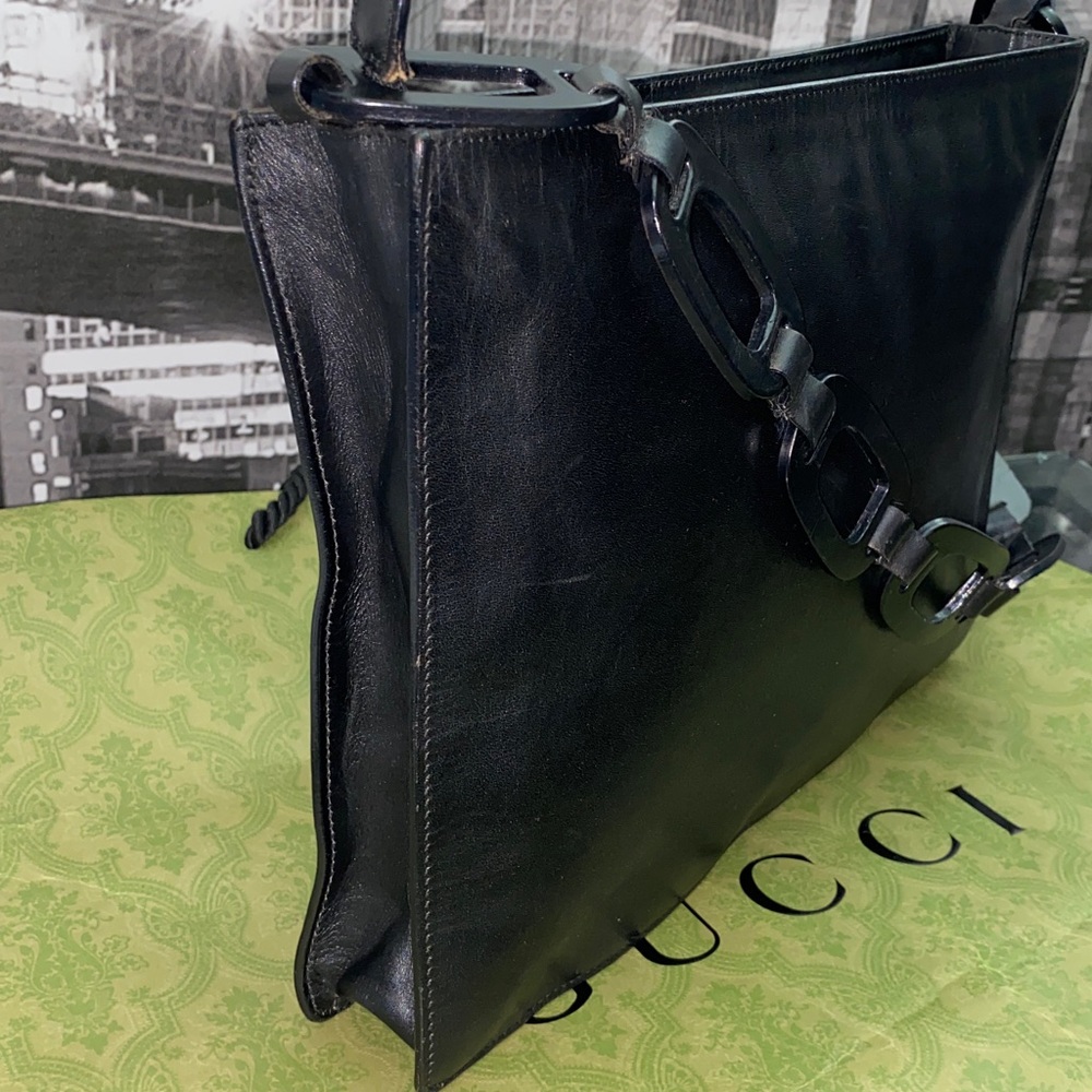 Authentic Rare Gucci Elegant black leather Bag - Picture 7 of 14